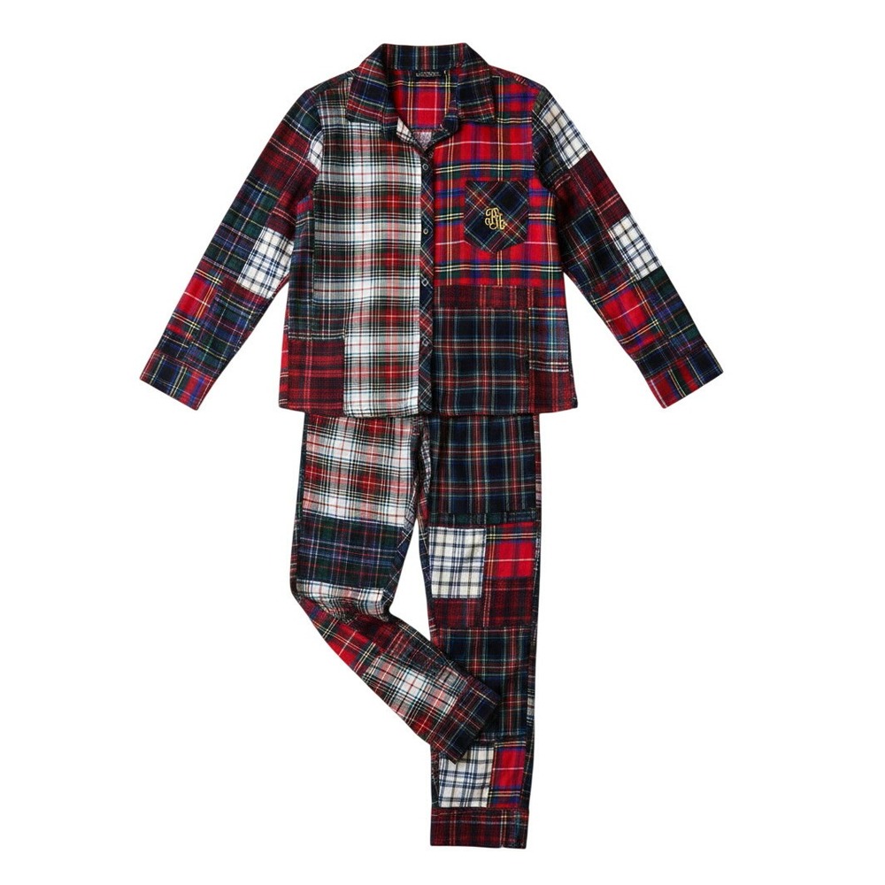 Lauren Ralph Lauren Women Plaid Patchwork‎ Pajama Set Sleepwear Top Pants S NWT